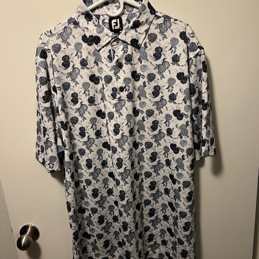 FootJoy Black and White Floral Polo Shirt